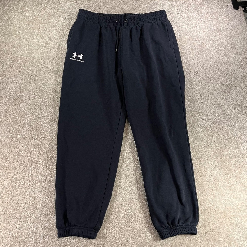 Under Armour Jogger Pants Mens Large Black Fleece Tapered Drawstring Sweatpants